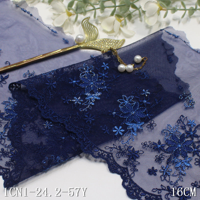 【1pack】-Freedombeauty | Multi-Color French Unilateral Silver Silk Small Flower Embroidery Lace 16cm Clothing Home Textile Lace Accessories DIY