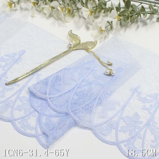 【1pack】-freedombeauty|Two-tone Single-sided Polyester Thread Vintage Vine Mesh Embroidery Lace Trim Lingerie Performance Costume Lace Trim Accessories