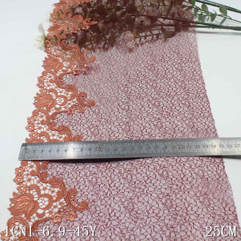 【1pack】-freedombeauty|Red Mesh Single-Sided Ancient Style Flower Water-Soluble Embroidery Trim Clothing Home Textile Lace Trim DIY Accessories