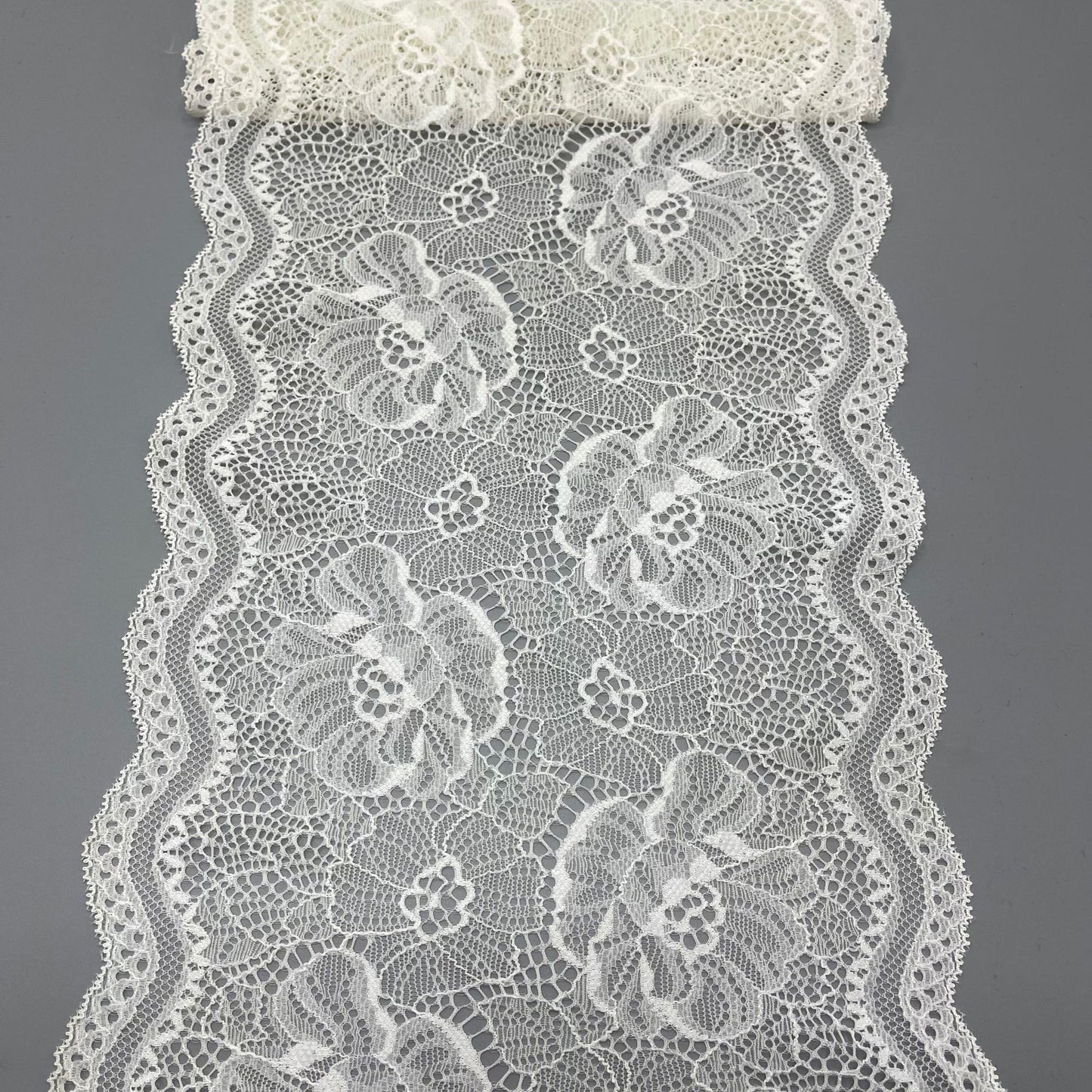 freedombeauty|21cm White Elastic Lace Trim Nylon Lace Accessories Handmade Wedding Dress Decoration Lace