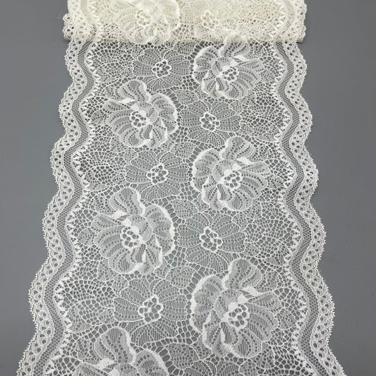 freedombeauty|21cm White Elastic Lace Trim Nylon Lace Accessories Handmade Wedding Dress Decoration Lace