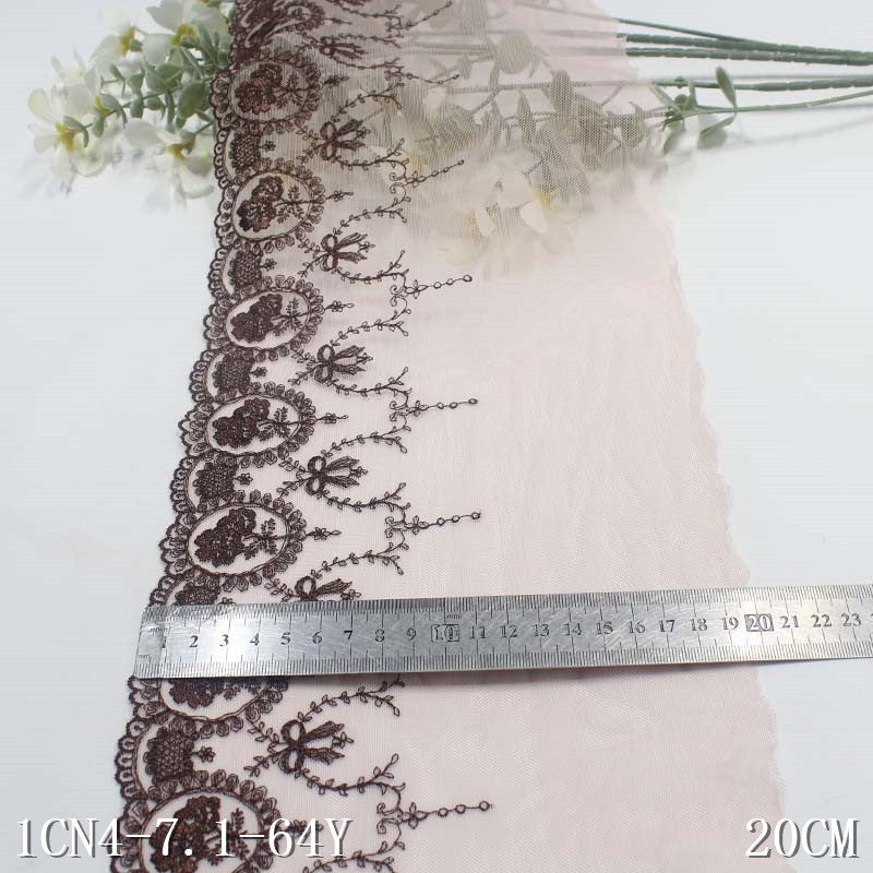 【1pack】-freedombeauty|Skin Tone French Retro Single-Sided Bowknot Flower Embroidery Lace Trim Clothing Curtain Lace Trim Accessories