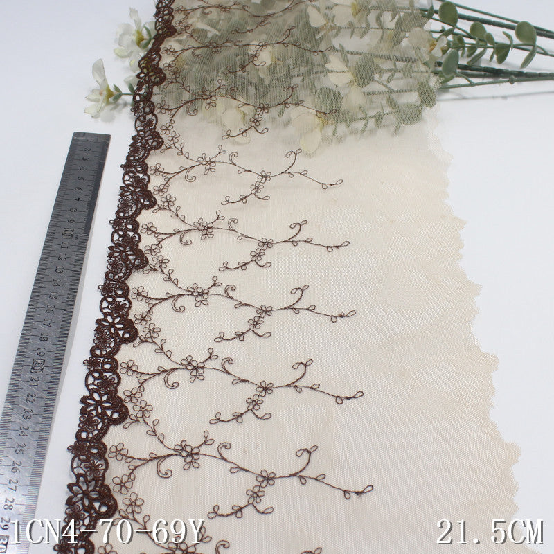 【1pack】-freedombeauty|Skin Color Single-Sided Water-Soluble Small Flower Mesh Embroidery Trim 21cm Clothing Home Textile Lace Trim DIY Accessories
