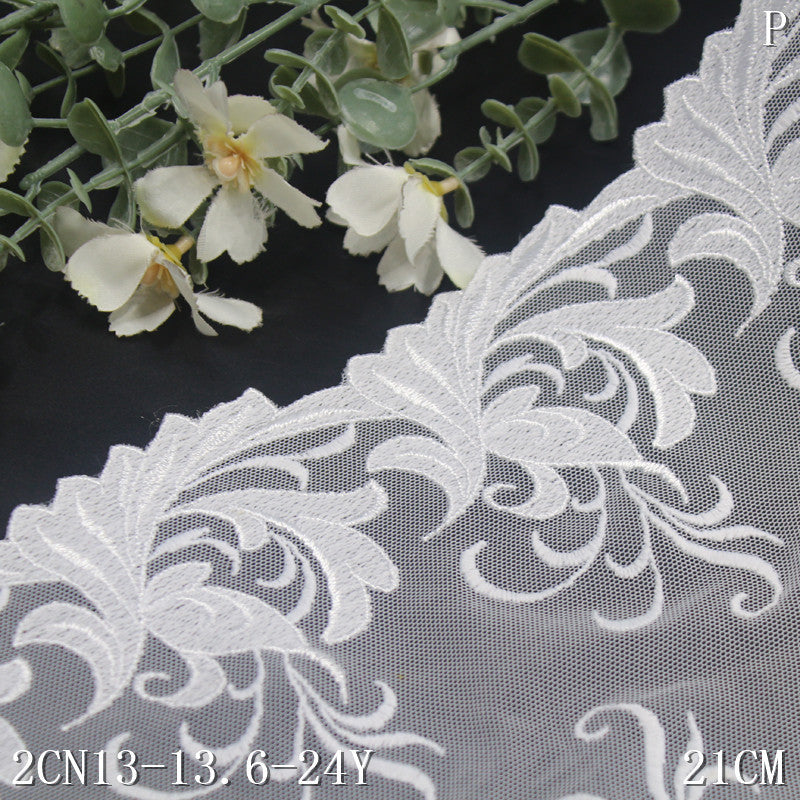 【1pack】-freedombeauty|Bleached Color Double-Sided Chinese Style Pattern Mesh Embroidery Trim Curtain Sofa Cushion Lace Trim DIY Accessories