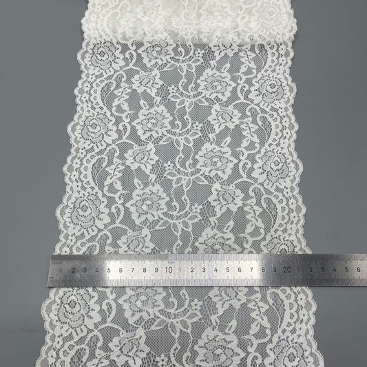 freedombeauty|22CM Lingerie Wedding Dress Lace Trim Accessories White Elastic Lace Nylon Hollow Lace DIY Design