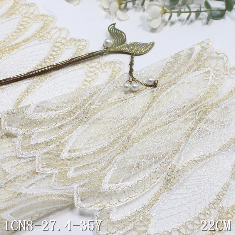 【1pack】-Freedombeauty | Two-Tone Classic Mobius Strip Mesh Embroidery Lace 21cm Clothing Home Textile Lace Accessories