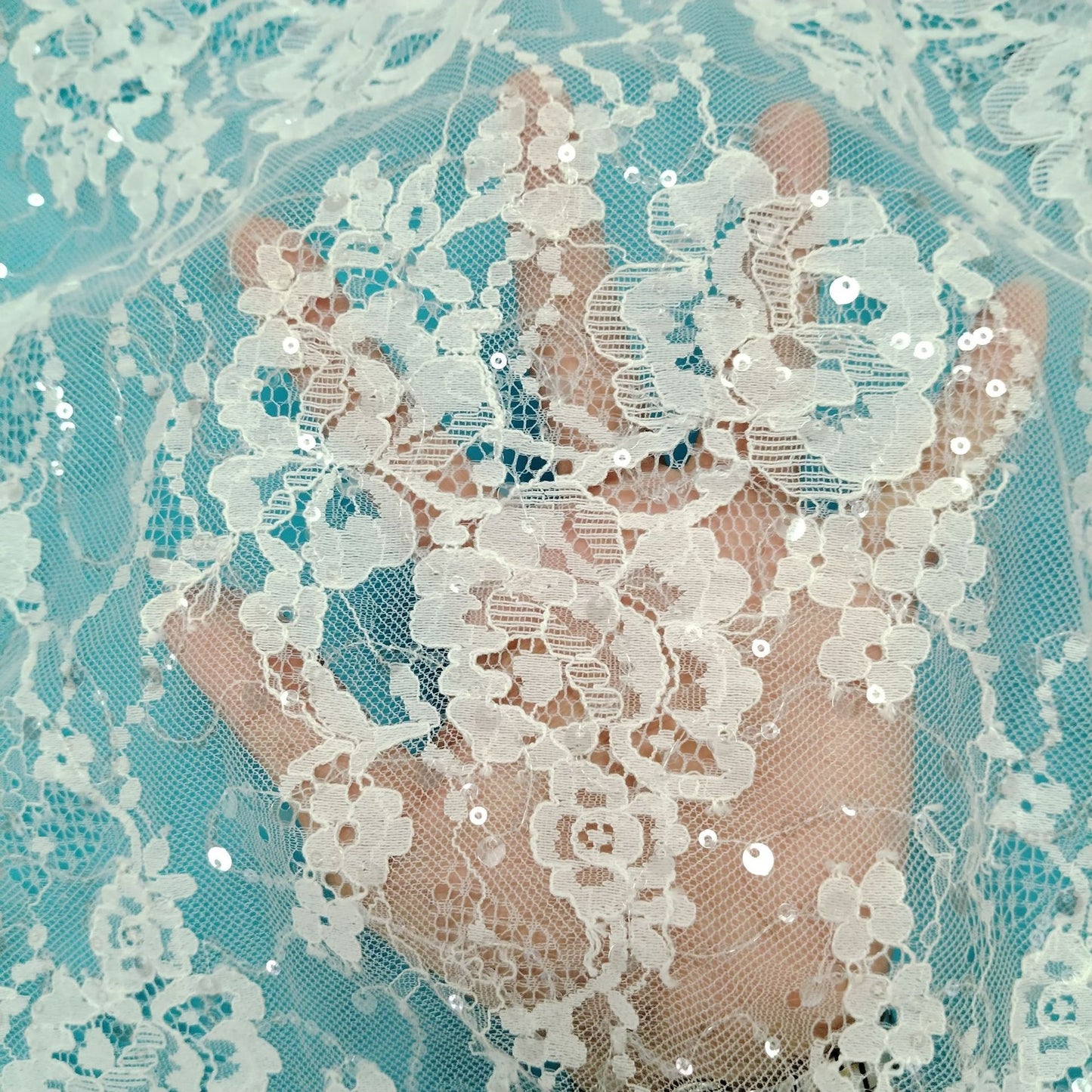 freedombeauty|Brocade Cotton Sequin Lace Fabric Full Pattern Lace Fabric Dress Fashion Gown Wedding Dress Accessories Decoration