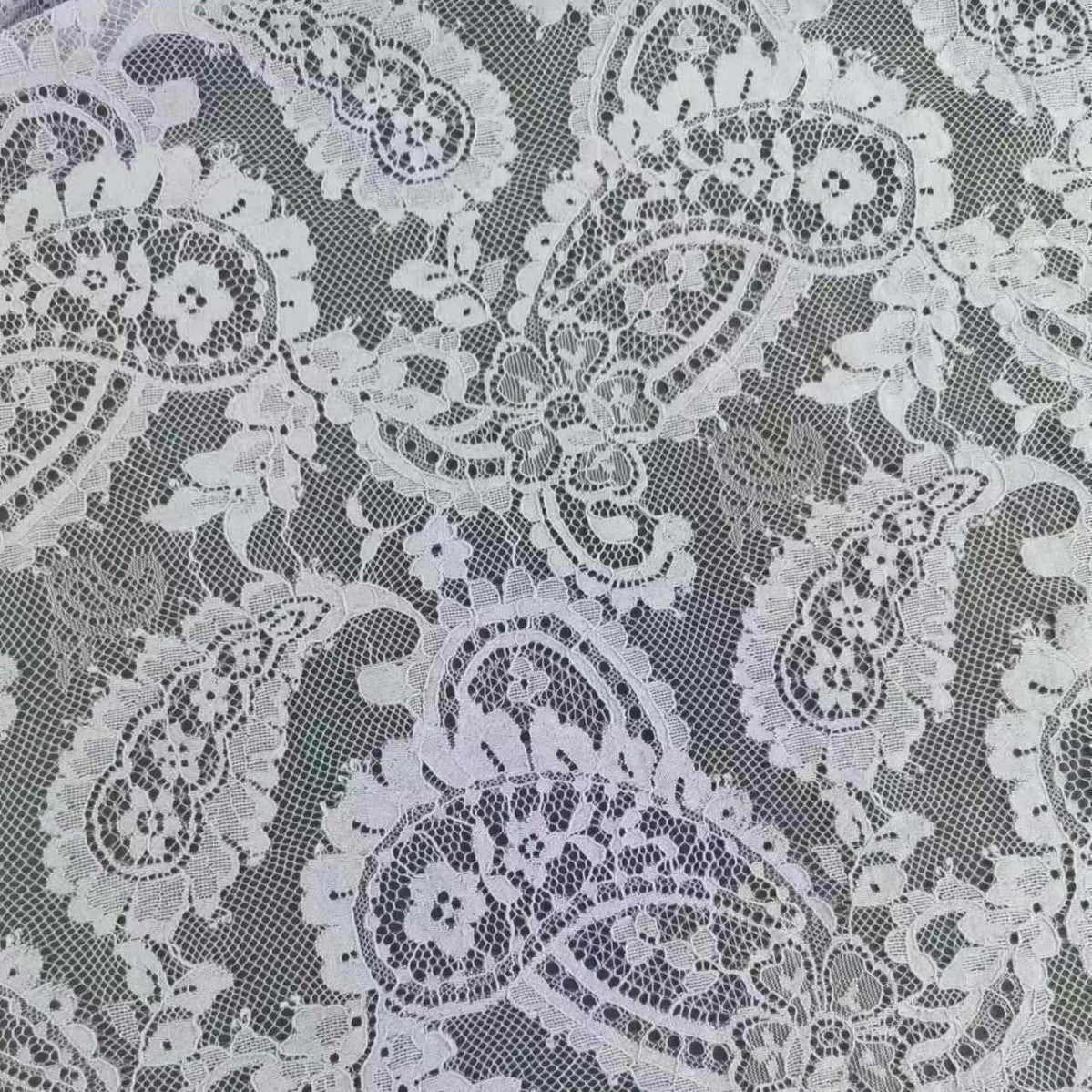 freedombeauty|Leaf Peacock Flower Nylon Lace Fabric Full Pattern Lace Fabric Dress Fashion Gown Wedding Dress Accessories