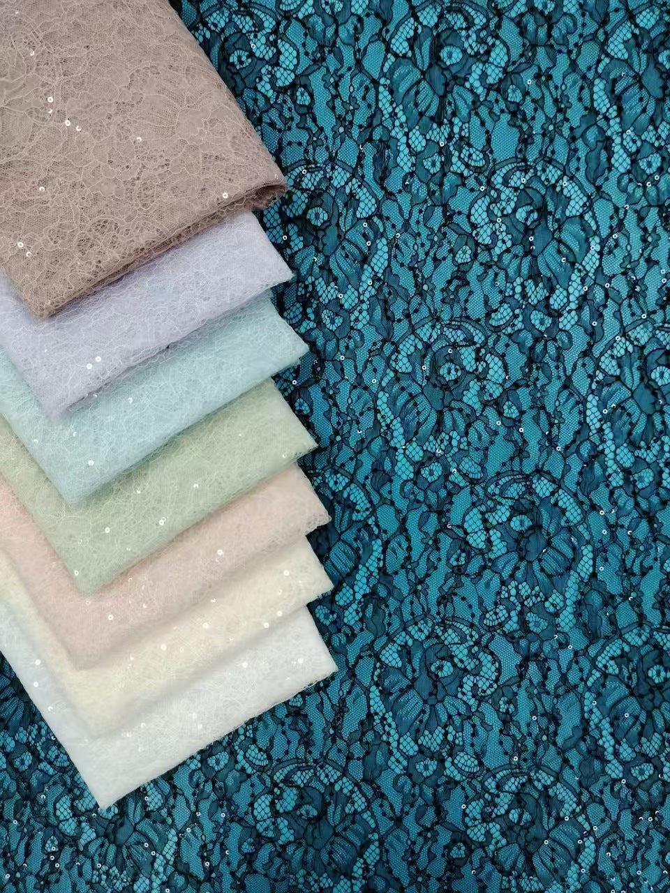 freedombeauty|Sequin Brocade Polyester Lace Fabric Full Width Non-Elastic Lace Fabric Fashion Clothing Lace Accessories Lace Fabric In Stock