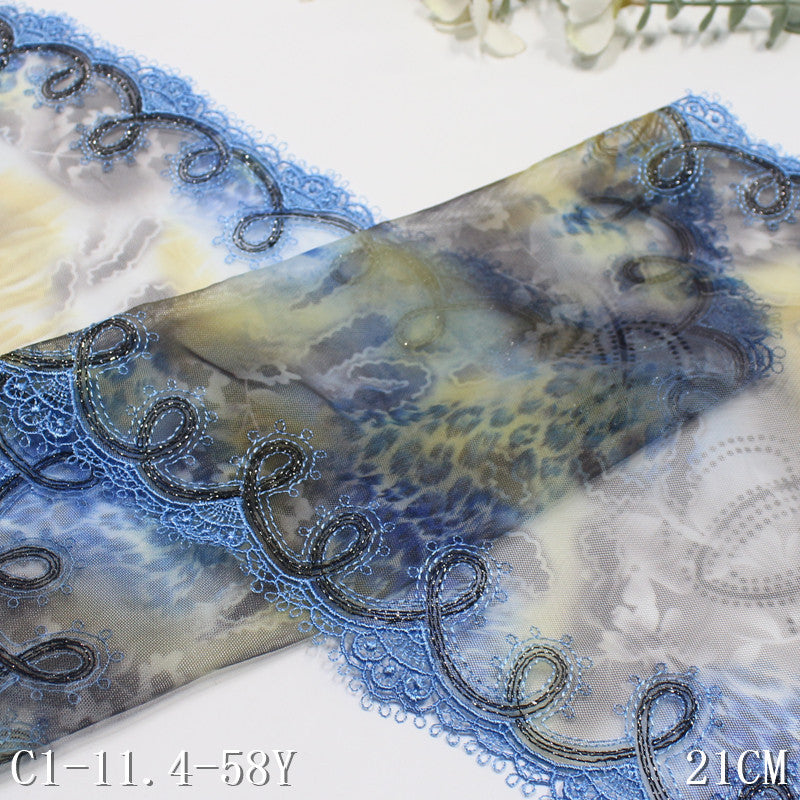 【1pack】-Freedombeauty | Bilateral Gold Thread Water Soluble Classical Printed Mesh Embroidery 21cm Curtain Sofa Cushion Lace Accessories