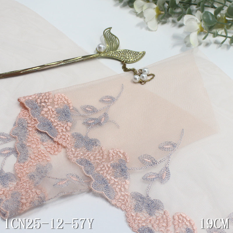 【1pack】-freedombeauty|Two-Color Mesh Single-Sided Pastoral Style Leaf Embroidery Lace Trim Curtain Sofa Cushion Lace Trim DIY Accessories