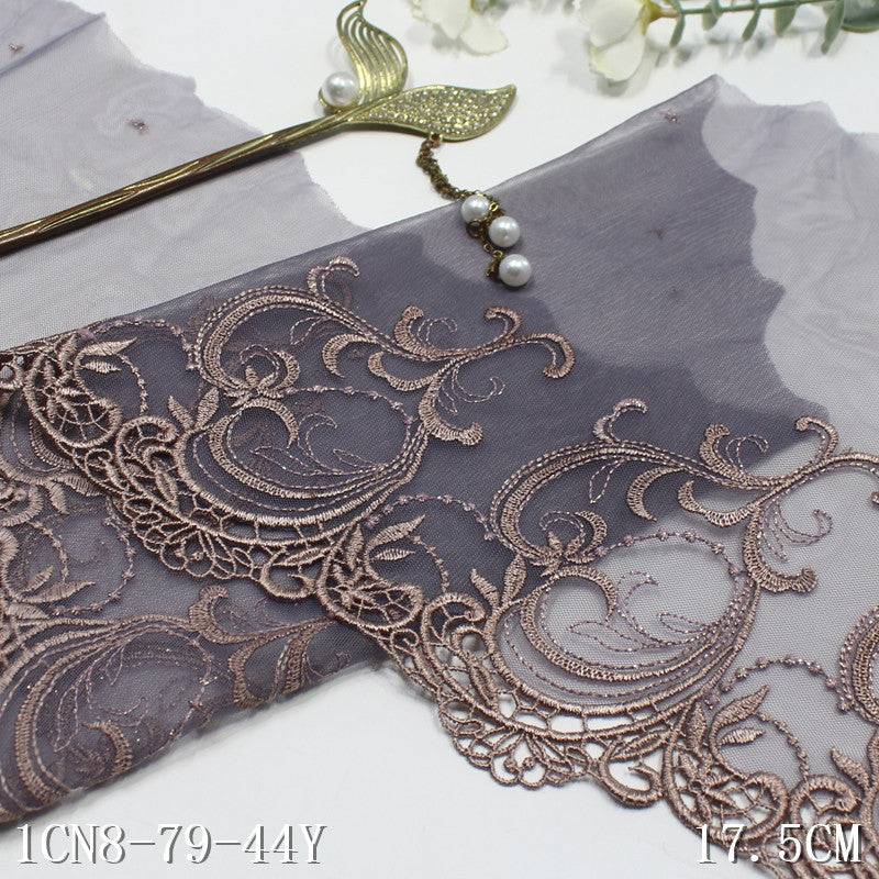 【1pack】-freedombeauty|Multicolor Silver Thread Ancient Style Water-Soluble Pattern Embroidery Lace Trim 17cm Clothing Home Textile Lace Trim DIY