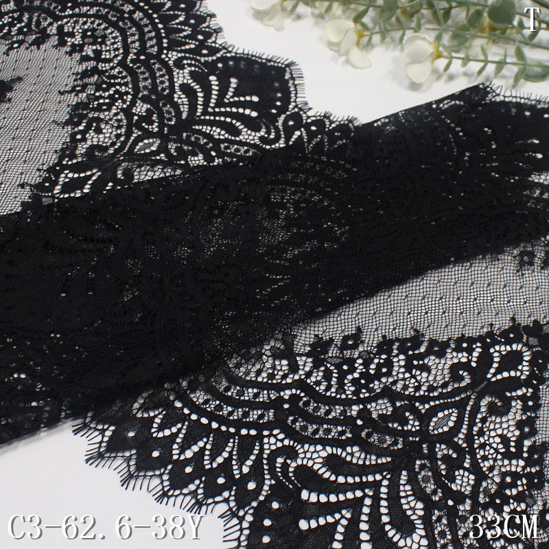 freedombeauty|Black and Red Double-Sided Large Wave Classical Flower Non-Elastic Eyelash 33cm Clothing Home Textile Lace Trim DIY