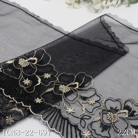 【1pack】-freedombeauty|2025 Spring Classic Multi-color Mesh Single-sided Embroidered Flower Crown Polyester Thread Lightweight Clothing Home Textile Accessories