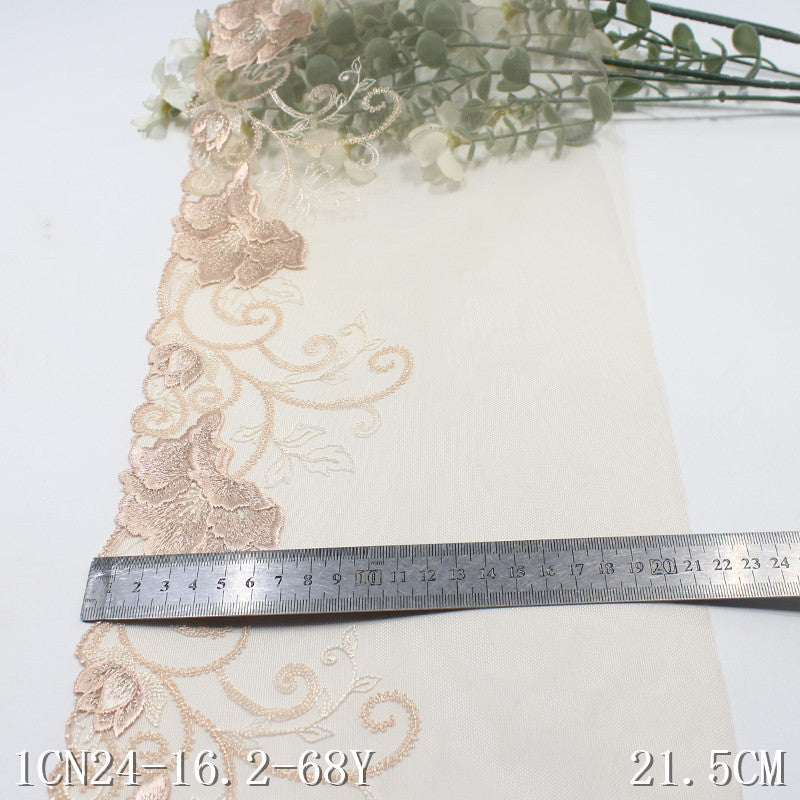 【1pack】-Freedombeauty | Two-Color Mesh Single Side Gold Silk Vintage Flower Embroidery Lace Clothing Home Textile Lace Accessories DIY
