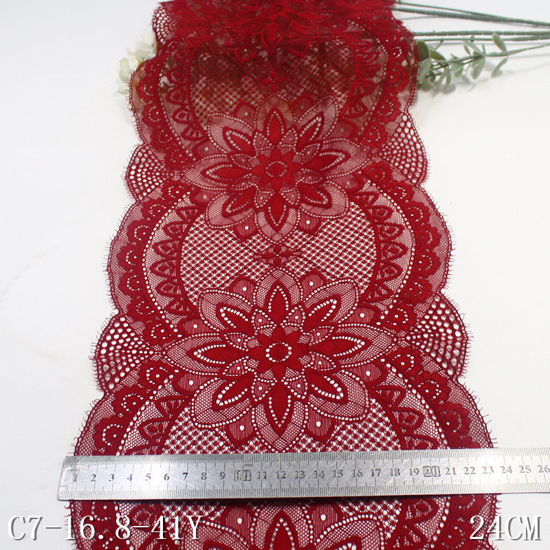 freedombeauty|Multicolor Double-Sided Wavy Vintage Elastic Eyelash Lace Trim Performance Costume Curtain 24cm Lace Trim Accessories