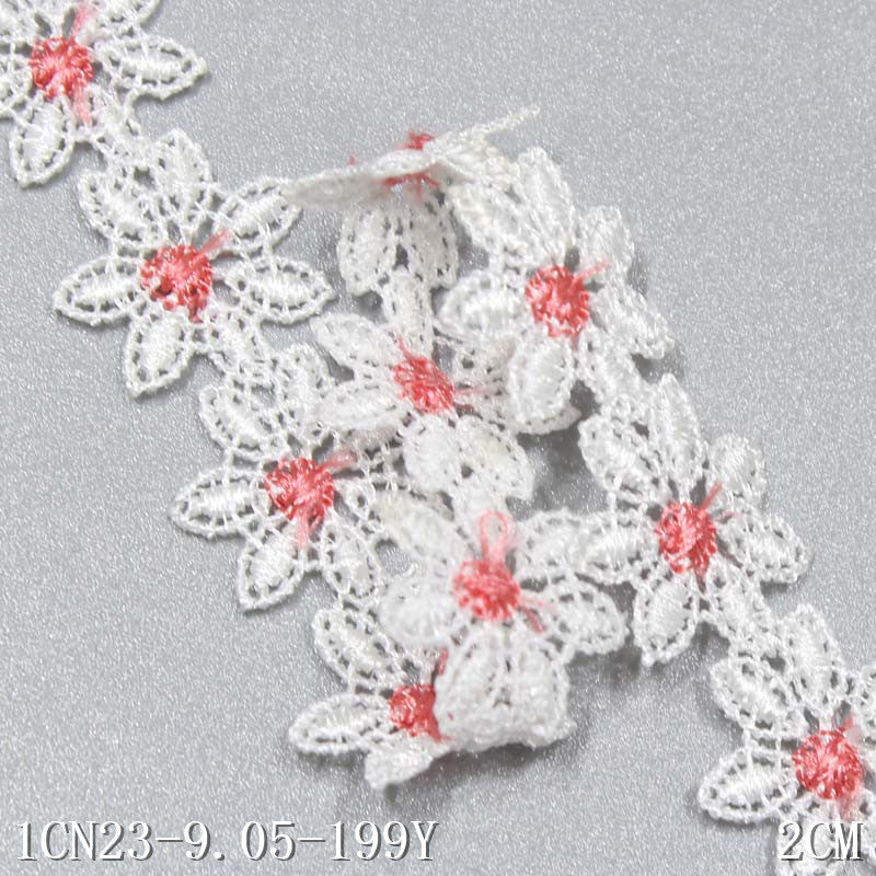 freedombeauty|Water-Soluble Lace Small Flower Two-Color Optional 3D Embroidery Lace 2cm Wide Hat Decoration Handmade DIY Lace