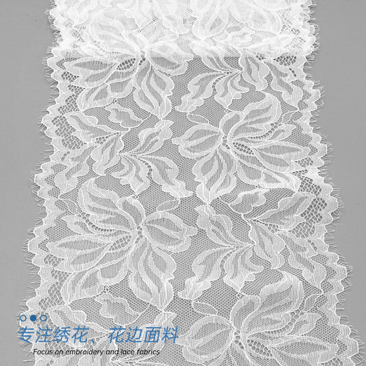 freedombeauty|20cm Eyelash Lace Trim Nylon Lace Trim White Hollow Lace Trim Handmade Wedding Dress Accessories