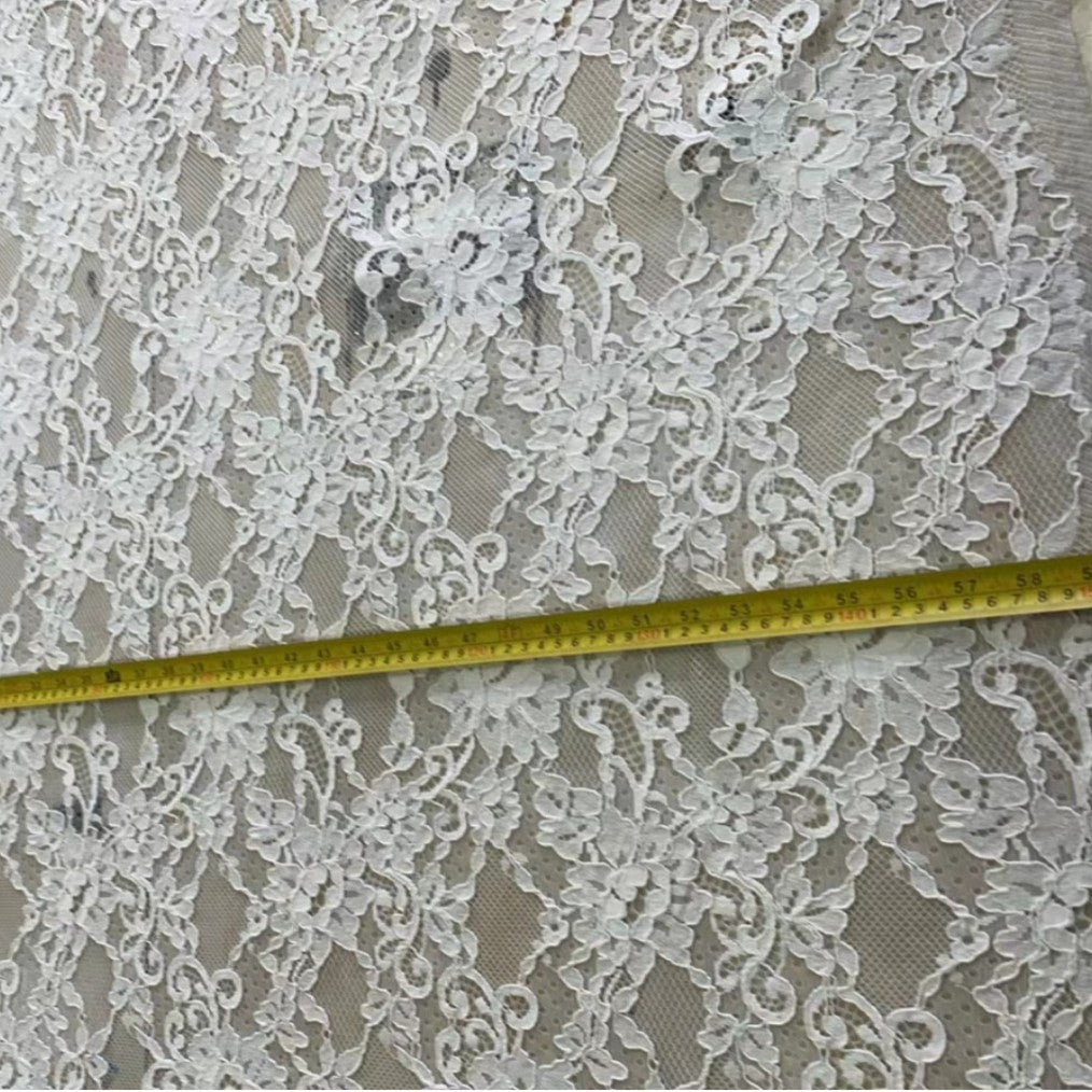 freedombeauty|Nylon Cotton Thread Large Floral High-end Lace Fabric Women's Clothing Dress Lace Accessories Full Width Wedding Dress