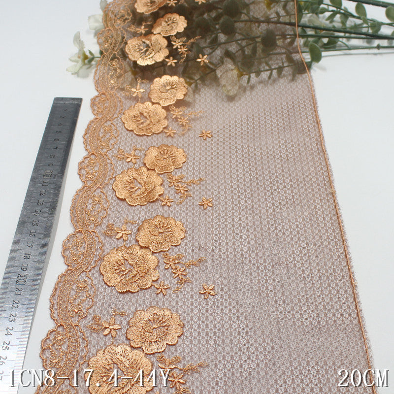 【1pack】-freedombeauty|Lace Mesh Single Edge Exquisite Vintage Flower Embroidery Trim Clothing Home Textile Lace Trim Accessories DIY
