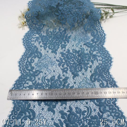 freedombeauty|Multicolor Double-Sided Wavy Asymmetrical Elastic Wide Eyelash Lace Trim Curtain 26cm Lace Trim Accessories