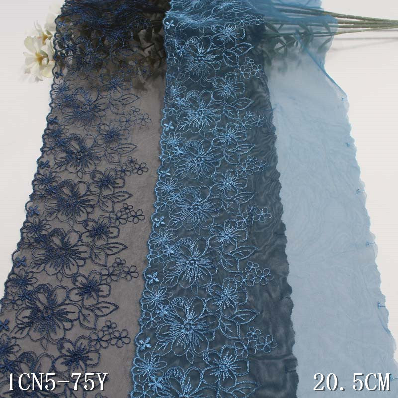 【1pack】-freedombeauty|Two-Color Mesh Single-Sided Polyester Thread Flower Embroidery Trim DIY Home Textile Curtain Clothing Lace Trim Accessories