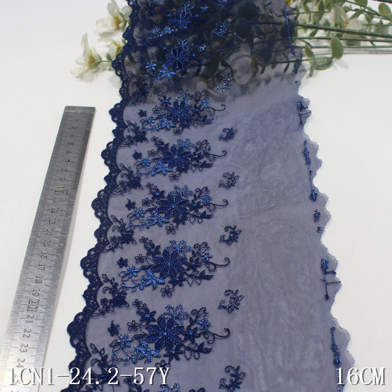 【1pack】-Freedombeauty | Multi-Color French Unilateral Silver Silk Small Flower Embroidery Lace 16cm Clothing Home Textile Lace Accessories DIY