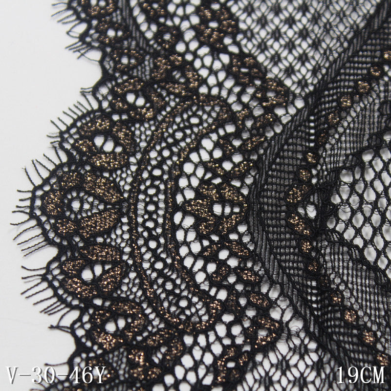 freedombeauty|Two-tone Double-sided Wavy Gold Foil Elastic Eyelash Lace DIY Lingerie Curtain 19cm Lace Trim Accessories