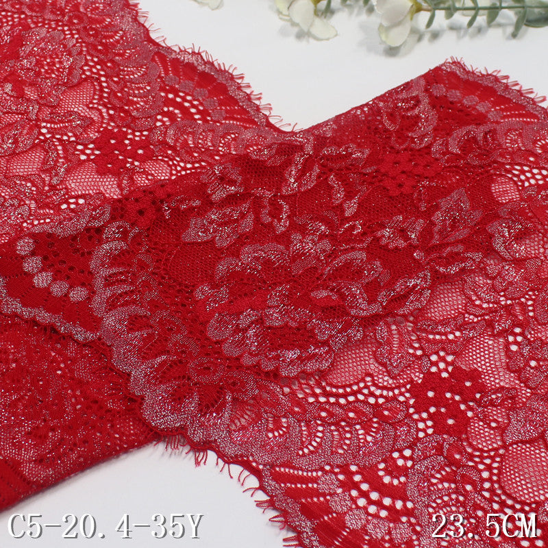 freedombeauty|Multicolor Gold and Silver Thread Shiny Ethnic Style Full Floral Elastic Eyelash Lace Sexy Lingerie Lace DIY