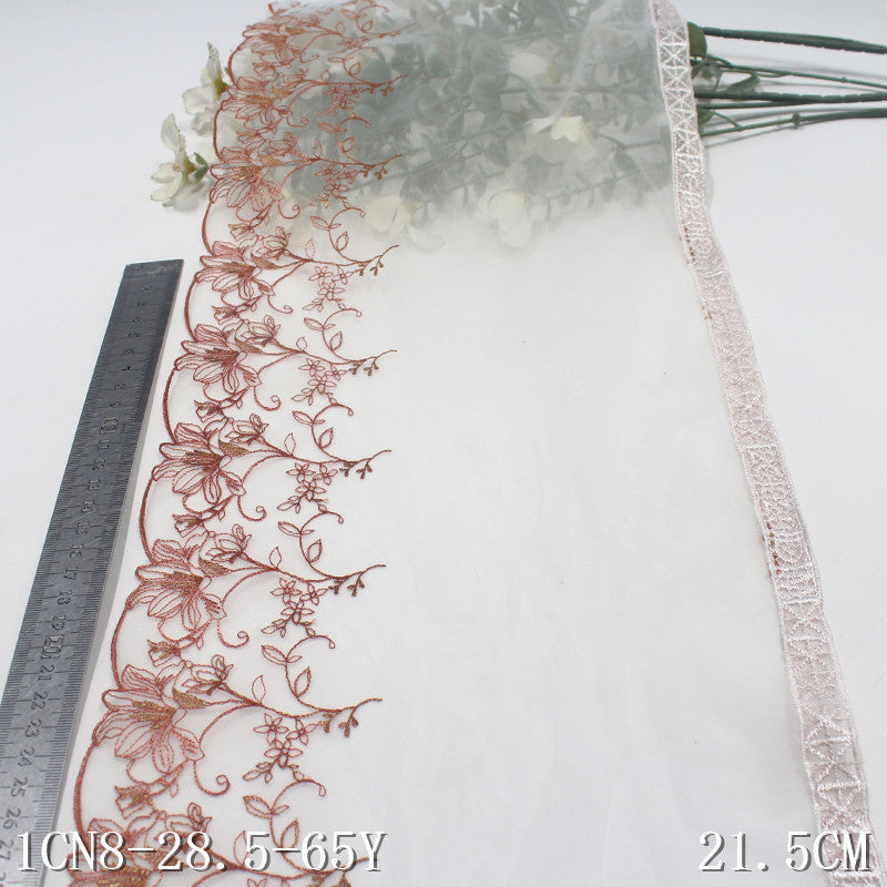 【1pack】-Freedombeauty | White Mesh Single Bilateral Antique Flower Embroidery Lace 18cm Han Chinese Clothing Lace Accessories