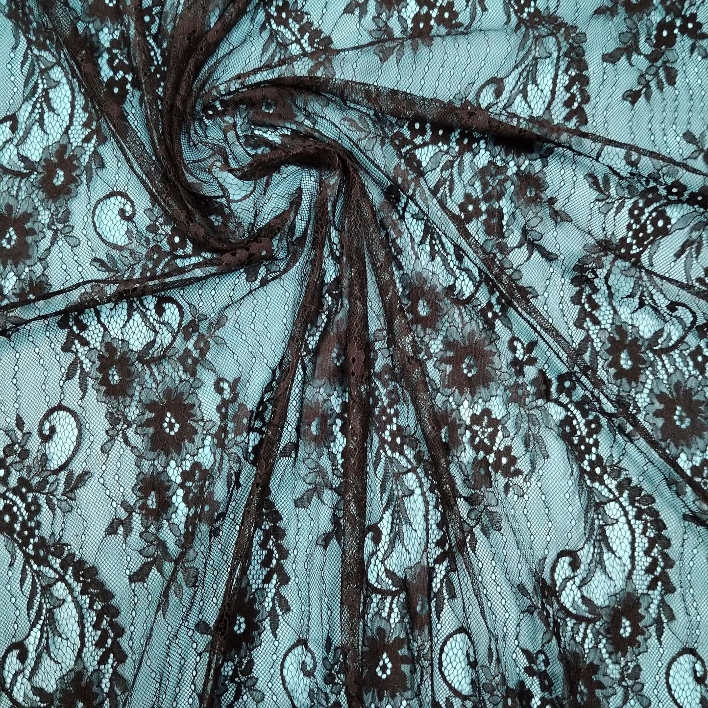 freedombeauty|Connected Phoenix Tail Flower Shape Full Nylon In Stock Lace Fabric Black and White Dress Gown Wedding Dress Eyelash Lace Fabric