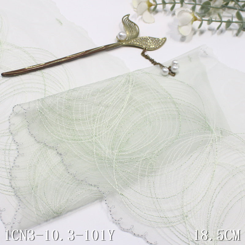 【1pack】-freedombeauty|Multicolor Layered Gold and Silver Thread Coil Mesh Embroidery Lace Trim 18cm Clothing Home Textile Lace Trim Accessories