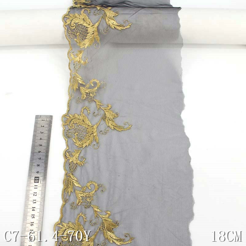 【1pack】-freedombeauty|In Stock Single Side Gold Floral Case 3D Embroidery Black Mesh Transparent Cheongsam Clothing Accessories Embroidery Lace