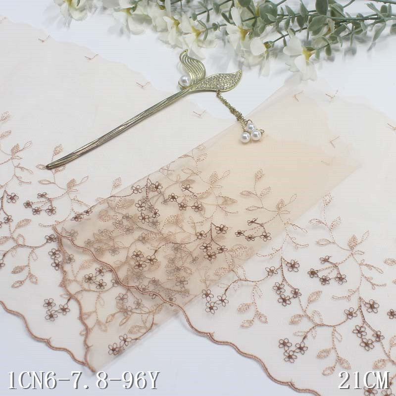 【1pack】-Freedombeauty | Two-Color Mesh Ancient Style Unilateral Small Flower Embroidery Lace DIY Curtain Sofa Cushion Lace Accessories