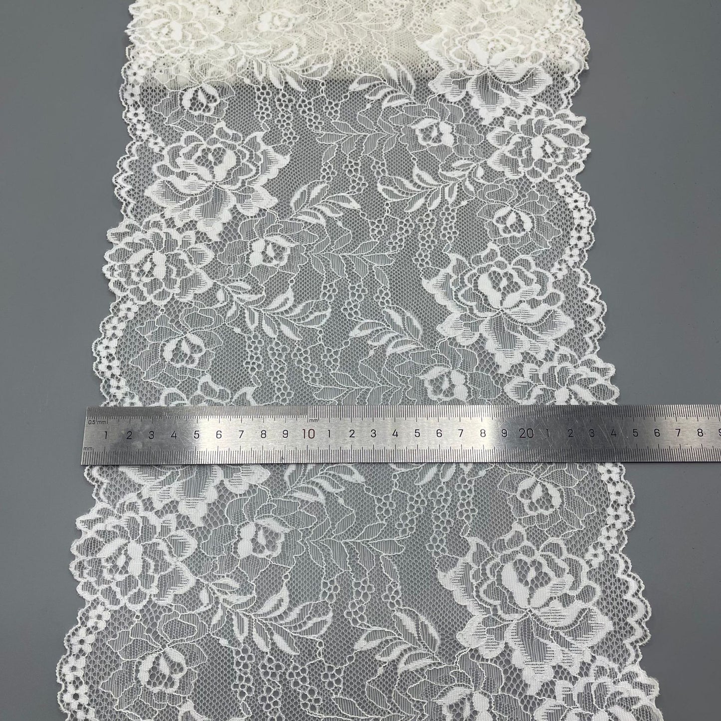 freedombeauty|24cm Elastic White Hollow Lace Trim Nylon Wedding Dress Accessories Decorative Lace Custom Design