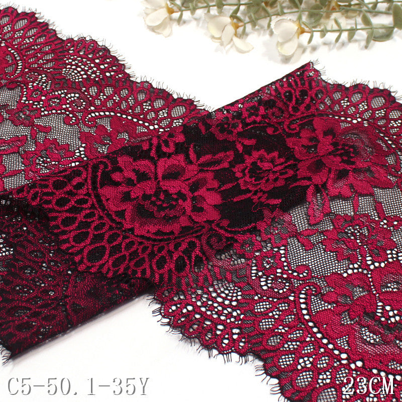 freedombeauty|Multicolor Retro Double Wave Flower Misaligned Elastic Eyelash Lace Trim Performance Costume Lingerie Lace Accessories