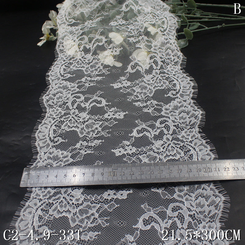 freedombeauty|Black and White Double Wave Thread Pattern French Style Lightweight Non-Elastic Eyelash Tablecloth Underwear Decoration Lace Trim