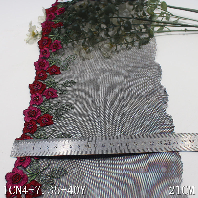 【1pack】-Freedombeauty | Multi-Color Series Dotted Prints Mesh Single Bilateral Classic Flower Embroidery Lace Clothing Home Textile Accessories DIY