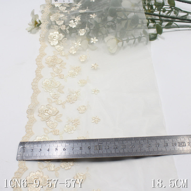 【1pack】-freedombeauty|Light Apricot Mesh Ins Style Gentle Single Wave Small Flower Embroidery Clothing Skirt Hem Neckline Sofa Cushion Accessories