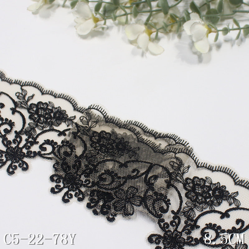 【1pack】-freedombeauty|Multicolor Mesh Exquisite Vintage Small Flower Embroidery Lace 8cm Clothing Hair Accessories Lace Trim DIY