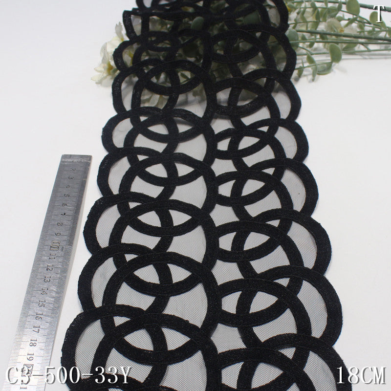 【1pack】-freedombeauty|Multicolor Mesh Vintage Interwoven Circle Embroidery Lace Trim 18cm Curtain Sofa Cushion Lace Trim Accessories