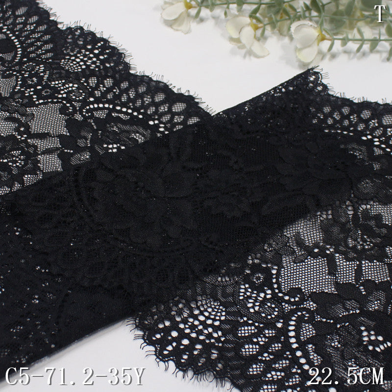 freedombeauty|Multicolor Retro Double Wave Flower Misaligned Elastic Eyelash Lace Trim Performance Costume Lingerie Lace Accessories