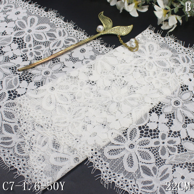 freedombeauty|Multicolor Double-Sided Full Elastic Fresh Style Eyelash Lace Trim for Clothing and Curtains 22cm Lace Trim Accessories