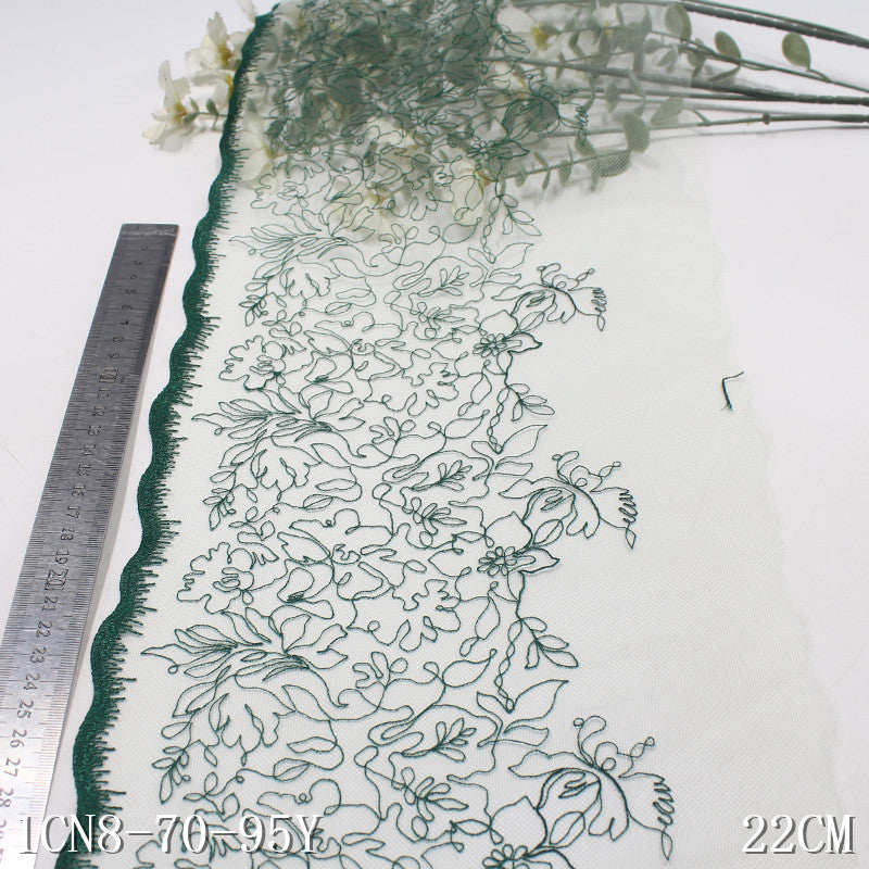 【1pack】-freedombeauty|Multicolor Single-Sided Half-Width Ancient Style Flower Embroidery Lace 22cm Clothing Home Textile Lace Trim DIY