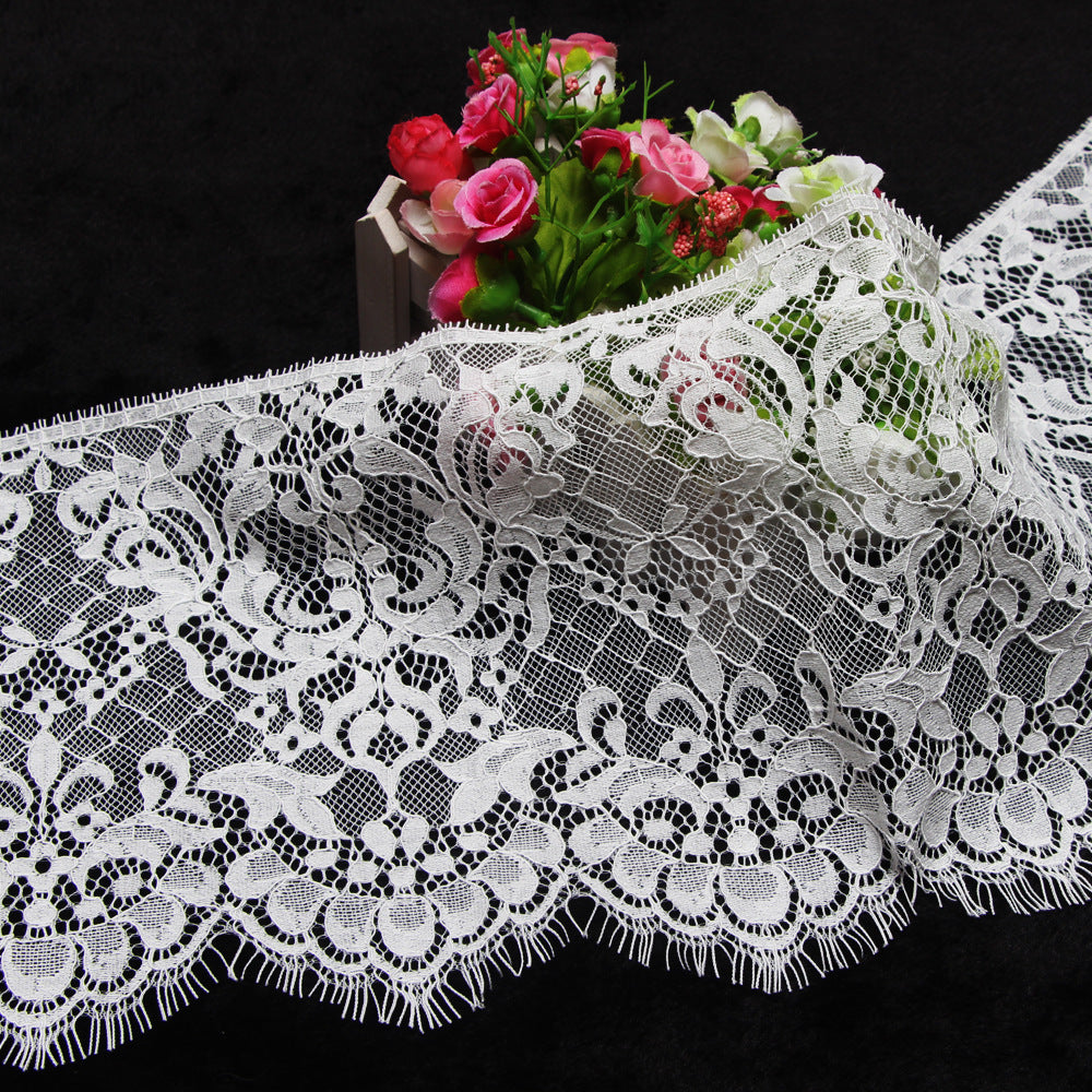 FREEDOMBEAUTY | Popular Women's Lace 20cm Exquisite Children's Lace Black and White Warp Knitted Nylon Eyelash Lace