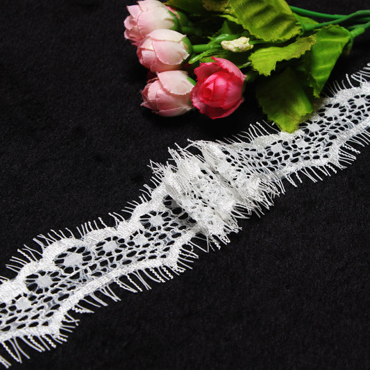 FREEDOMBEAUTY | Manufacturer spot wholesale 4cm environmentally friendly dyed hairball lace clothing accessories, colored eyelash lace