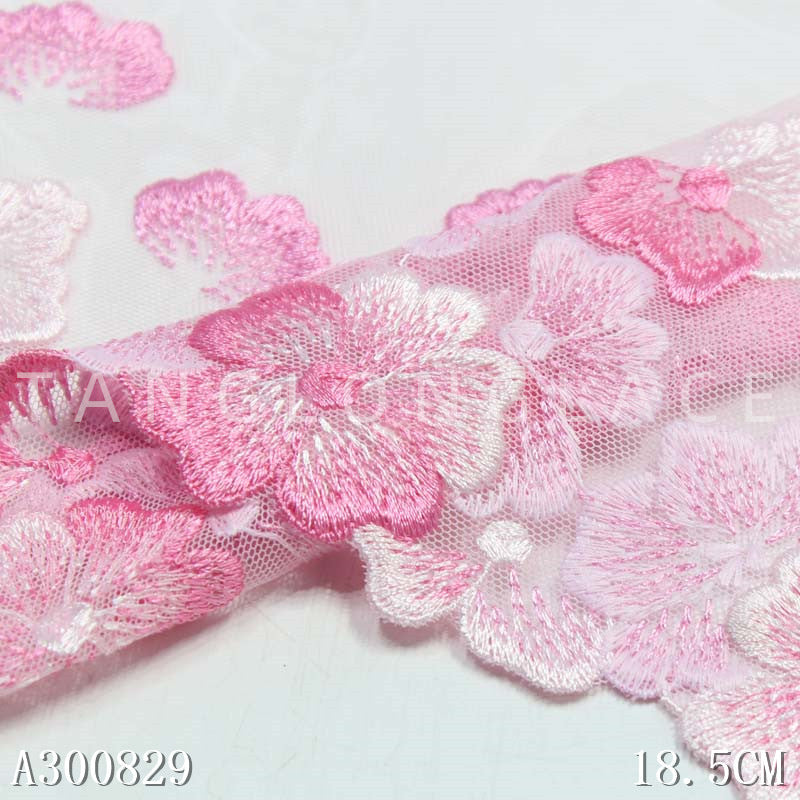 【1pack】-Freedombeauty | Exquisite Simple Embroidery Lace Three-Dimensional Flower Clothing Design Curtain Accessories 18.5cm Mesh Lace
