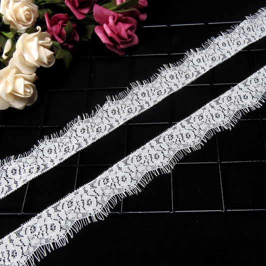 FREEDOMBEAUTY | Black and white floral lace clothing warp knitting accessories accessories 4cm new unilateral cuff collar splicing lace