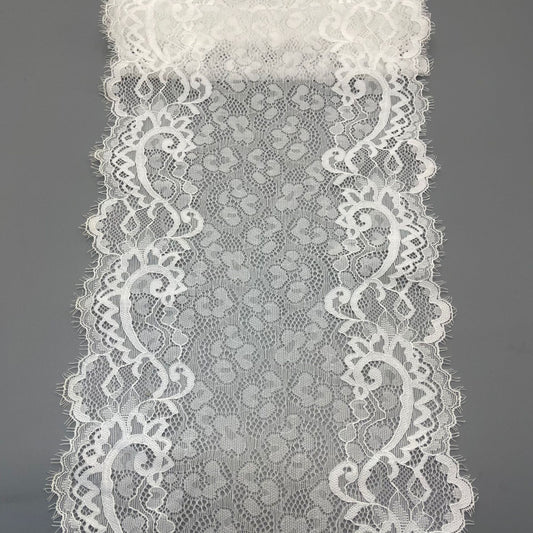 freedombeauty|20cm Elastic Eyelash French Wave Lace Trim Wedding Dress Lingerie Clothing Accessories DIY Decoration