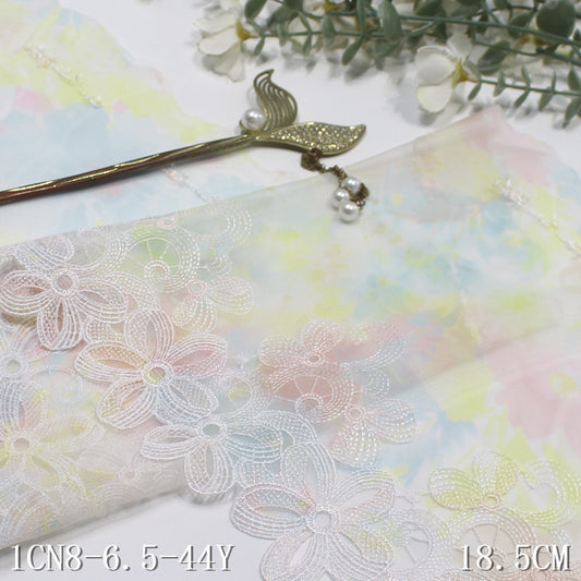 【1pack】-freedombeauty|Exquisite Printed Mesh Single Edge Hollow Flower Embroidery Lace Trim Clothing Home Textile Lace Trim DIY